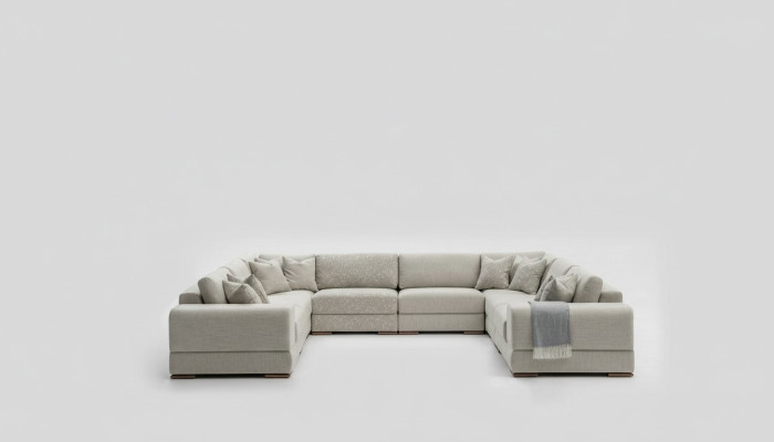 Sofa U Shape Nowoczesny Design Luksusowy Salon Duża Szara Narożnikowa kanapa Nowość