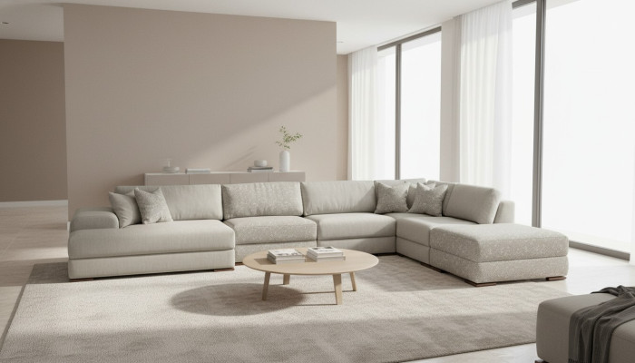 Narożnikowa kanapa Żywy krajobraz Materiał Duża Sofa Kanapa U Shape Sofa Tapicerowana 150x425x290