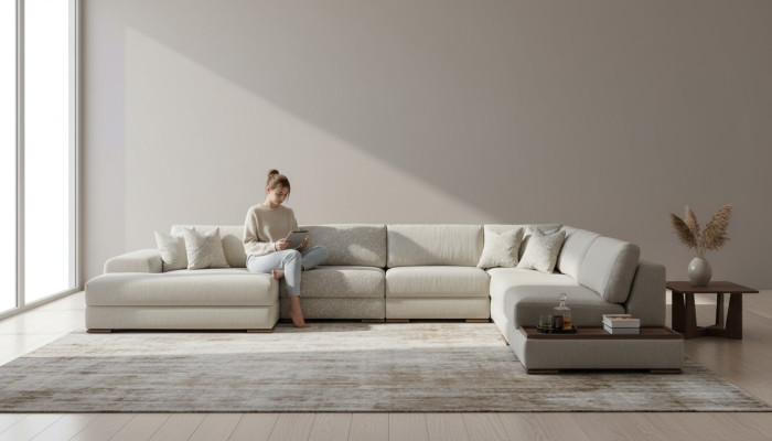 Sofa Kanapa Salon Narożnikowa kanapa Nowoczesny Design Meble Kształt U Sofa materiałowa