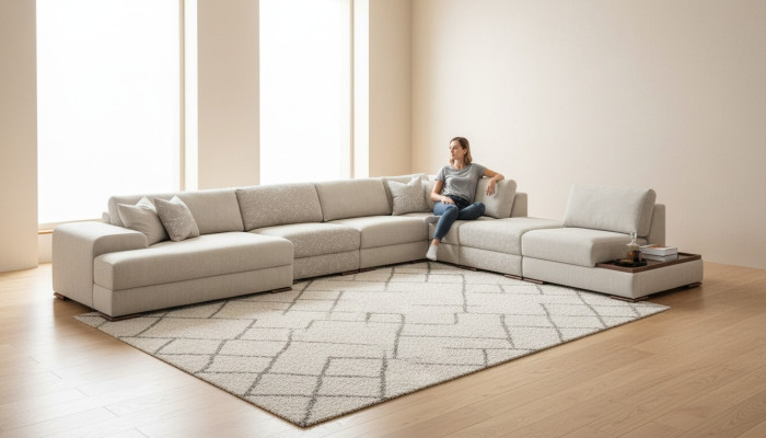 Sofy U Shape Nowoczesny Design Meble Luksusowy Salon Szary Narożnikowa kanapa Nowość