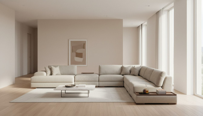 Narożnikowa kanapa Kształt U Meble Żywy krajobraz Design Szara Sofa Tapicerowana Zestaw narożny