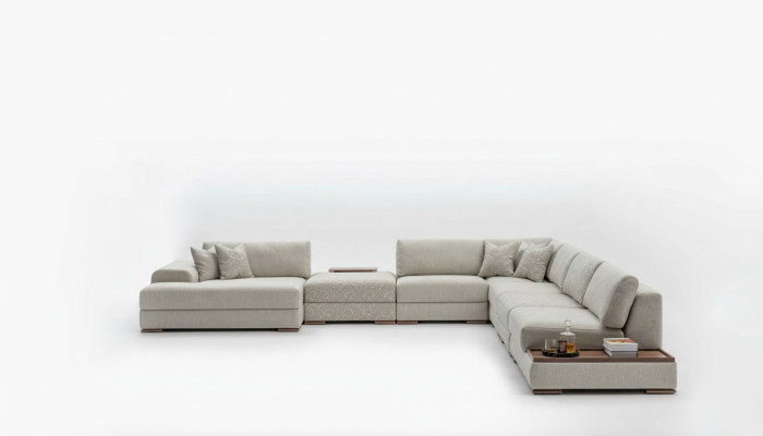 Narożnikowa kanapa Kształt U Meble Żywy krajobraz Design Szara Sofa Tapicerowana Zestaw narożny