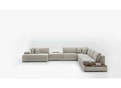 Narożnikowa kanapa Kształt U Meble Żywy krajobraz Design Szara Sofa Tapicerowana Zestaw narożny