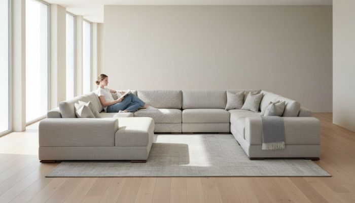 Sofa Couch Design Luksusowy Salon Narożnikowa kanapa Meble U Shape Żywy krajobraz