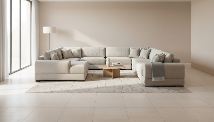 Sofa Couch Design Luksusowy Salon Narożnikowa kanapa Meble U Shape Żywy krajobraz