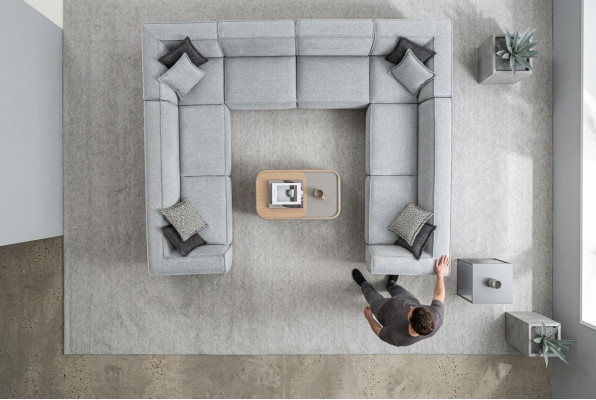 Salon Narożnikowa kanapa U Shape Luksusowy Nowoczesny Design Szara Duża Sofa Żywy krajobraz