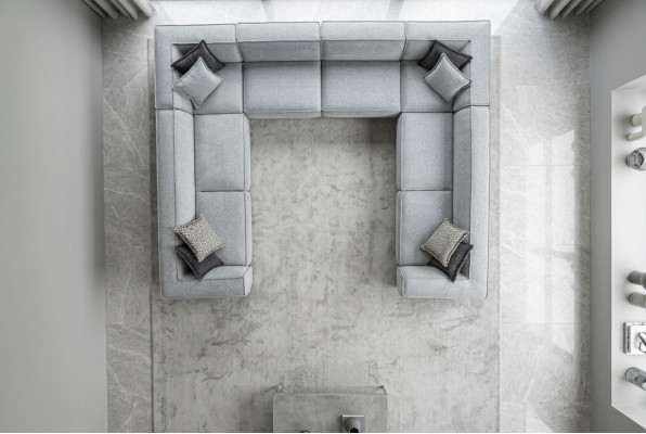 Salon Narożnikowa kanapa U Shape Luksusowy Nowoczesny Design Szara Duża Sofa Żywy krajobraz