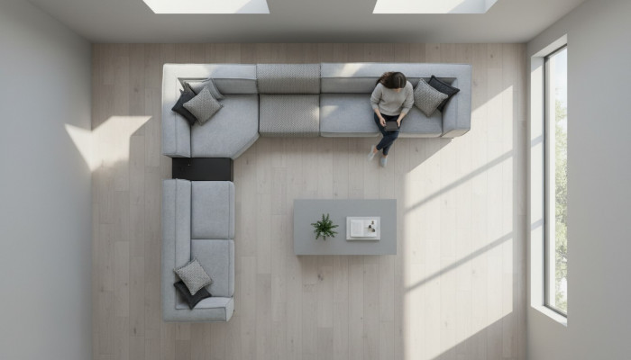 Narożnikowa kanapa Włókienniczy Modern Design Podkładka Sofa 430x375cm Kanapa Sofy w kształcie litery L