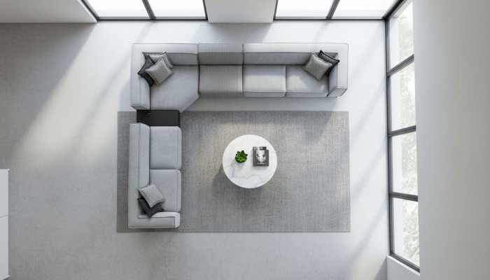 Narożnikowa kanapa Włókienniczy Modern Design Podkładka Sofa 430x375cm Kanapa Sofy w kształcie litery L