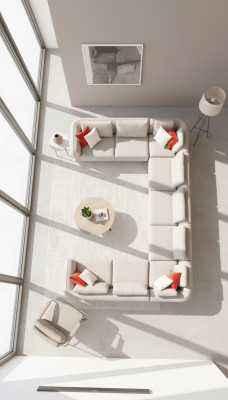 Luksusowa sofa do salonu Narożnikowa kanapa w kształcie litery U, beżowa tapicerowana sofa w nowoczesnym stylu