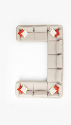 Luksusowa sofa do salonu Narożnikowa kanapa w kształcie litery U, beżowa tapicerowana sofa w nowoczesnym stylu
