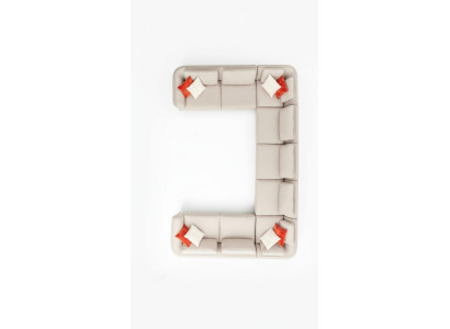 Luksusowa sofa do salonu Narożnikowa kanapa w kształcie litery U, beżowa tapicerowana sofa w nowoczesnym stylu