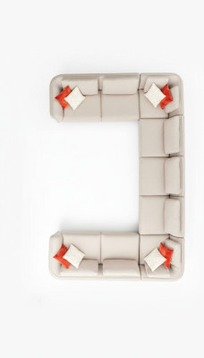 Sofa salonowa w kształcie litery U Narożnikowa kanapa beżowa tapicerowana sofa o nowoczesnym designie