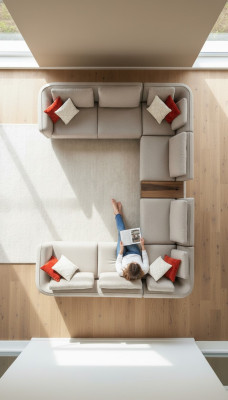 Sofa do salonu beżowa Sofa tapicerowana Design nowoczesna Narożnikowa kanapa w kształcie litery U Nowość