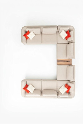 Sofa do salonu beżowa Sofa tapicerowana Design nowoczesna Narożnikowa kanapa w kształcie litery U Nowość