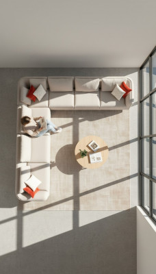 Narożnikowa kanapa Sofa L Kształt Luksusowy Salon Beżowa Podkładka Sofa Meble 402x402cm