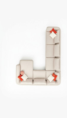 Narożnikowa kanapa Tapicerowana sofa w kształcie litery U nowoczesny luksusowy salon Narożnikowa kanapa Żywy krajobraz