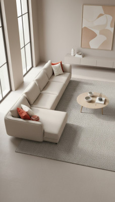 Narożnikowa kanapa Beżowa Luksusowa Sofa do Salonu Kanapa Kształt L Nowoczesny Design 420x170