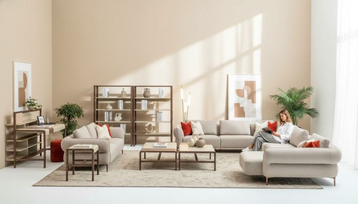 Zestaw sofowy do salonu sofa tapicerowana 3 miejsce do siedzenia w kształcie U Zestaw sofowy Modern