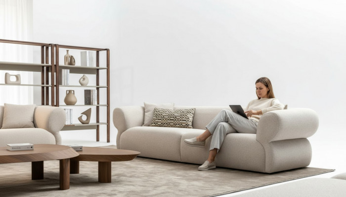 Sofa Nowoczesna 3 miejsce siedzące Beżowa Trzyosobowa duża 250cm Sofy Kanapa Luksusowe Meble Nowa