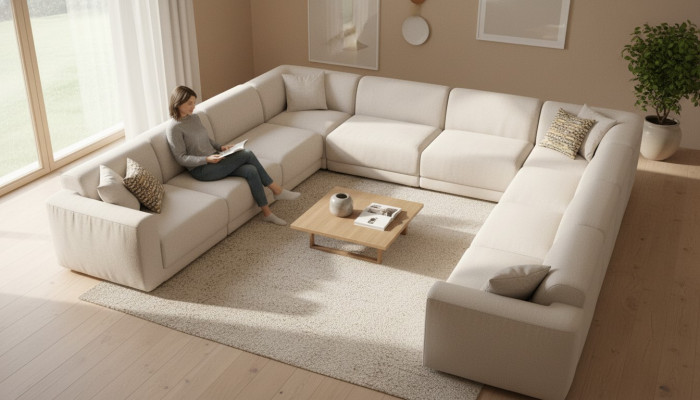 Sofa Kształt U Sofa Tapicerowana Salon Narożnikowa kanapa Modern Design Żywy krajobraz