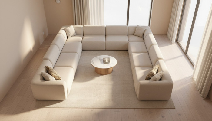 Sofa Kształt U Sofa Tapicerowana Salon Narożnikowa kanapa Modern Design Żywy krajobraz