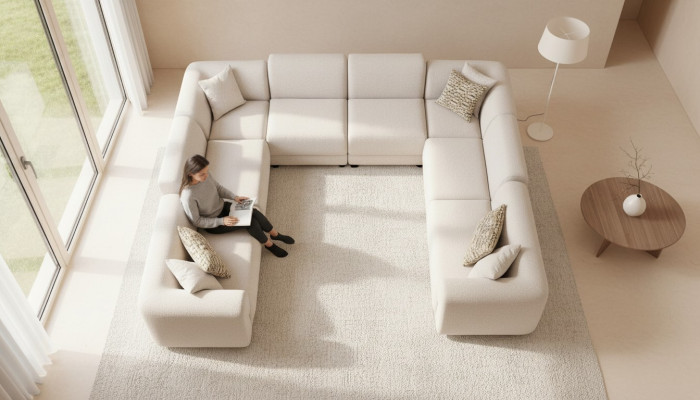 Narożnikowa kanapa Kształt U Pokój dzienny Luksusowy styl Nowoczesny design Sofa Kanapa Żywy krajobraz