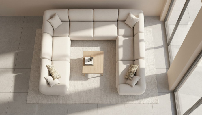 Narożnikowa kanapa Kształt U Pokój dzienny Luksusowy styl Nowoczesny design Sofa Kanapa Żywy krajobraz