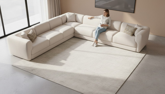 Sofa L-Shape Podkładka Kanapa Salon Nowoczesne Meble 405x405cm Sofy Narożnikowa kanapa