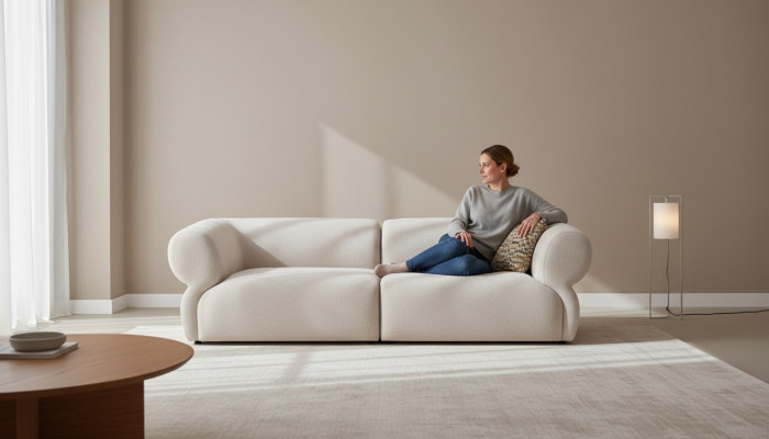 Sofa Kanapa Podkładka Meble Trzyosobowa 3 miejsce do siedzenia Modern Design Couch Beige