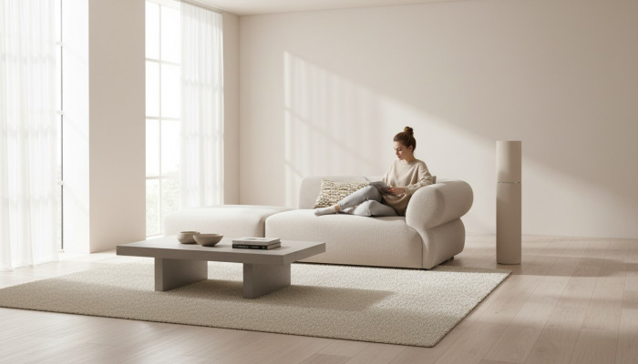 Włókienniczy Sofa 3 miejsce do siedzenia Salon Luksusowe Meble Design Kanapa Beżowa 215cm