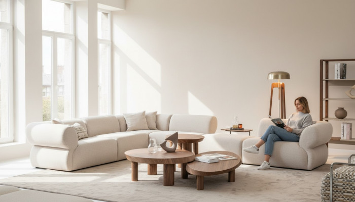 Cozy Narożnikowa kanapa Beżowa sofa tapicerowana w kształcie litery L Żywy krajobraz Couch Nowość