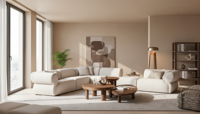 Cozy Narożnikowa kanapa Beżowa sofa tapicerowana w kształcie litery L Żywy krajobraz Couch Nowość