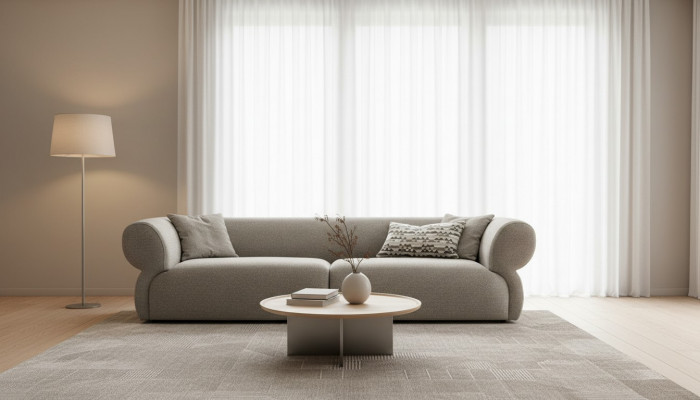 Sofa 3 miejsce do siedzenia Beżowa Sofa Luksusowy Salon Nowoczesny Design Tkanina obiciowa Nowość