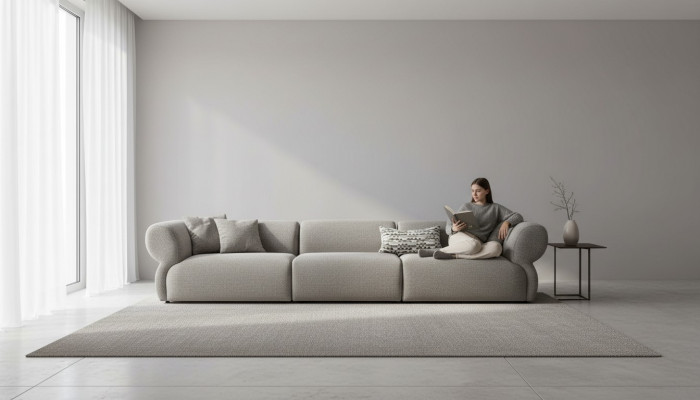 Duża 5-miejscowa sofa materiałowa z pokryciem tekstylnym premium w nowoczesnym stylu