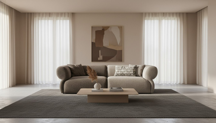 Sofa luksusowa 3 miejsce do siedzenia Szara tapicerowana sofa salonowa trzyosobowa kanapa 250cm