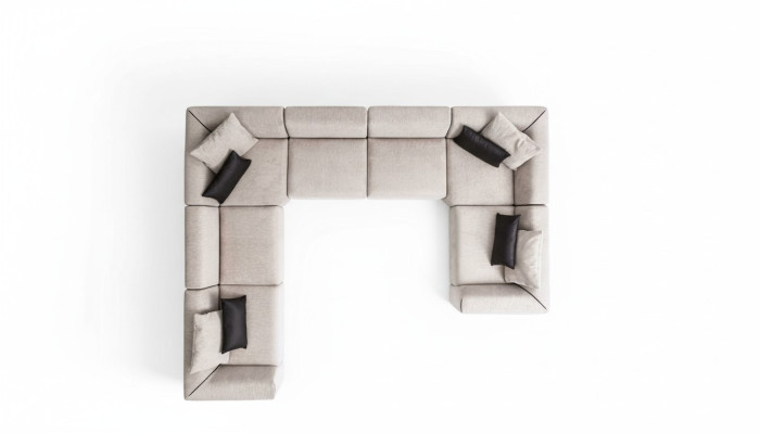 Narożnikowa kanapa Kształt U Sofa do salonu Sofa beżowa Sofa tapicerowana Żywy krajobraz