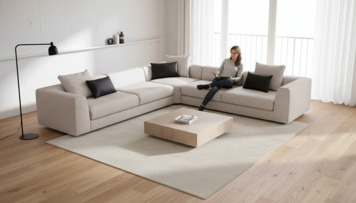 Taupe Narożnikowa kanapa zestaw narożnych sof kompaktowa sofa narożna meble tekstylne sofa do siedzenia