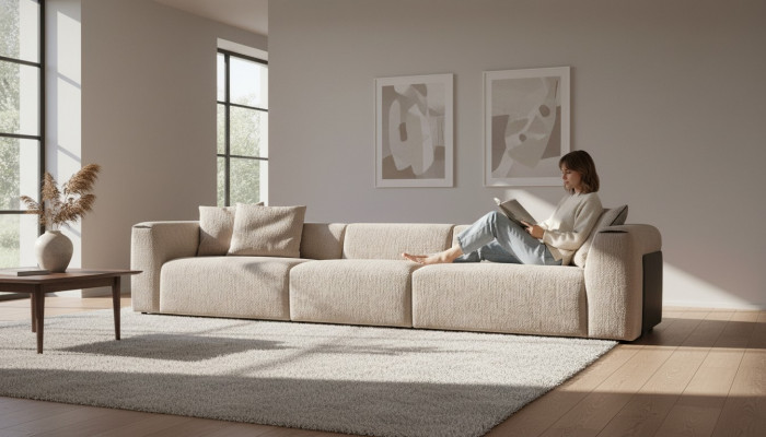Sofa salonowa beżowa Meble tapicerowane pięcioosobowa designerska luksusowa Meble Nowa