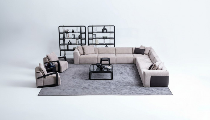 Luksusowy komplet wypoczynkowy Grupa Żywy krajobraz Sofa w kształcie litery L Fotel Włókienniczy Nowość