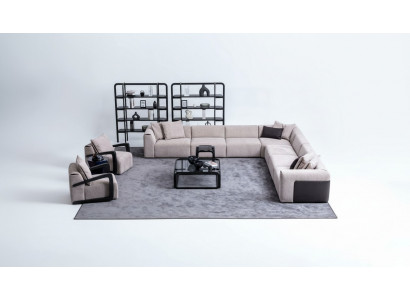 Luksusowy komplet wypoczynkowy Grupa Żywy krajobraz Sofa w kształcie litery L Fotel Włókienniczy Nowość