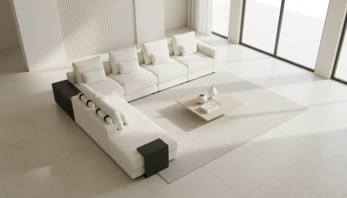 Luksusowy narożnik do salonu Żywy krajobraz Materiał Sofa Kanapy Nowoczesne
