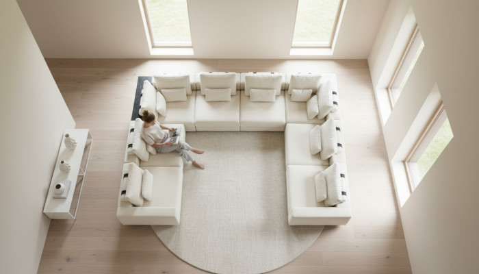 Włókienniczy Kształt U Sofy Living Room Design Żywy krajobraz Couches Sofa