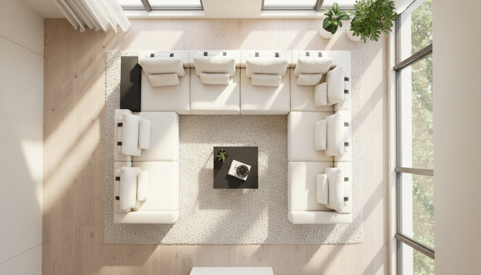 Włókienniczy Kształt U Sofy Living Room Design Żywy krajobraz Couches Sofa