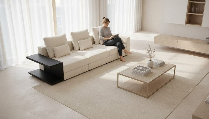 Biała sofa do salonu luksusowe czteroosobowe Meble tapicerowane meble w nowoczesnym stylu