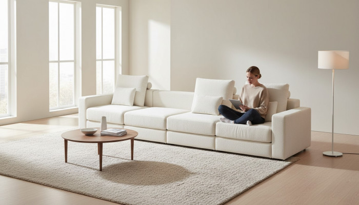 Narożna tapicerowana sofa luksusowa sześcioosobowa nowoczesna kanapa narożna grupa mieszkalna
