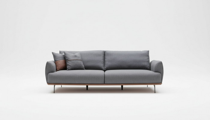 Szara Sofa Tapicerowana Nowoczesna Trzyosobowa Sofa Tekstylna do Salonu Luksusowa Nowość