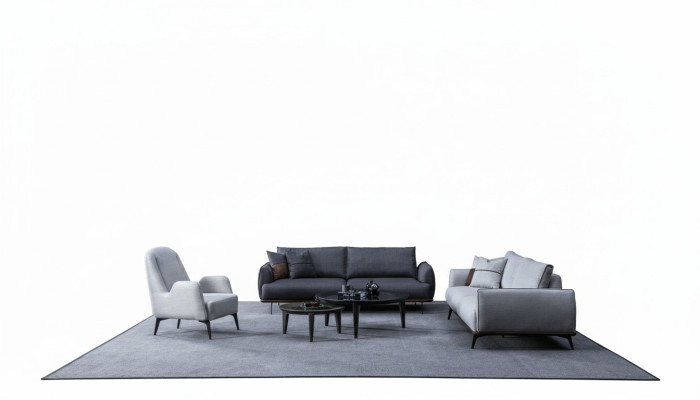 Zestaw sofowy trzyosobowy Fotel komplet design nowoczesnej sofy tapicerowanej Włókienniczy