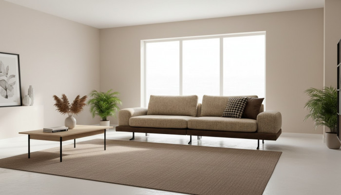 Sofa Beżowa Luksusowa Trzyosobowa Sofa do Salonu w Nowoczesnym Stylu Meble tapicerowane