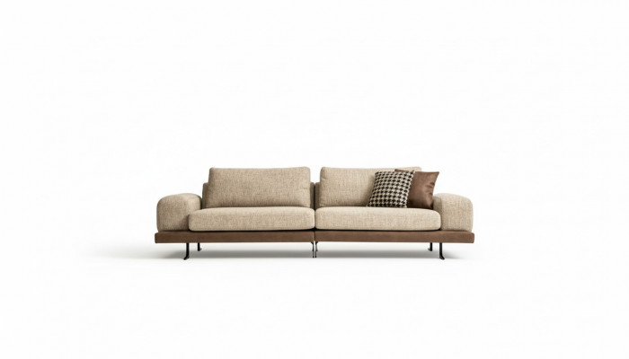 Sofa Beżowa Luksusowa Trzyosobowa Sofa do Salonu w Nowoczesnym Stylu Meble tapicerowane